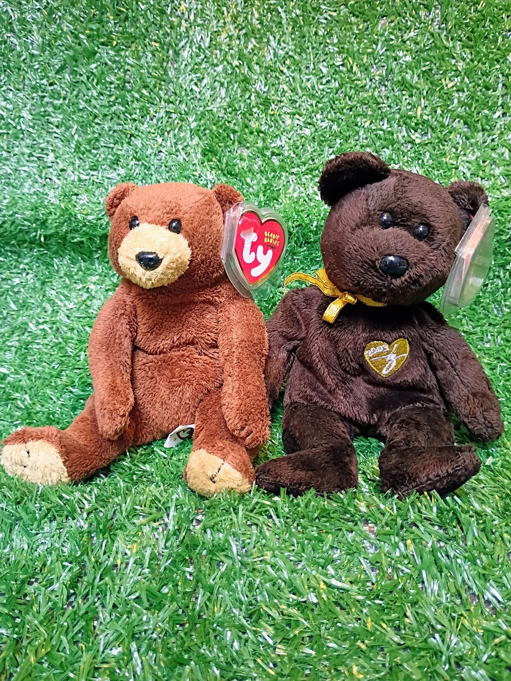 Ty Brown Bear "Bixby" And Brown Teddy "2003 Signature" - Rare